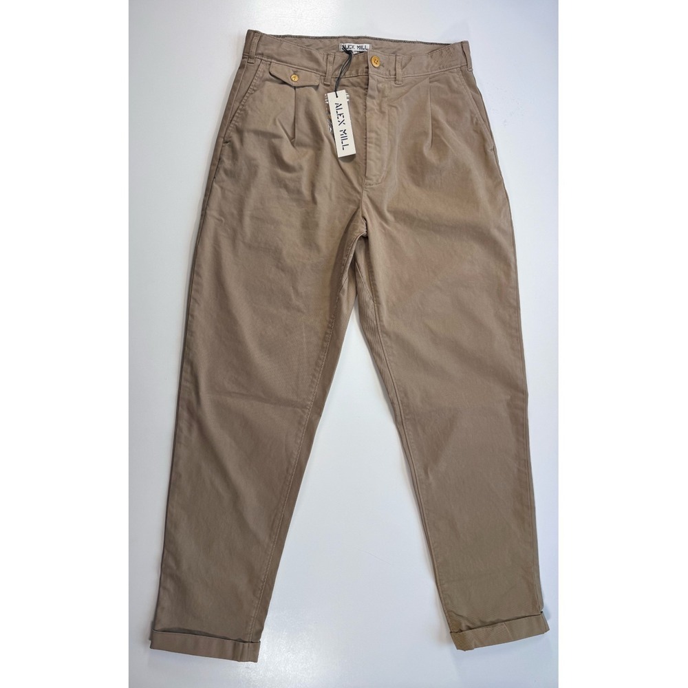 ALEX MILL Standard Pleated Pant Chino Mens 28x28.5 Vintage Khaki NWT